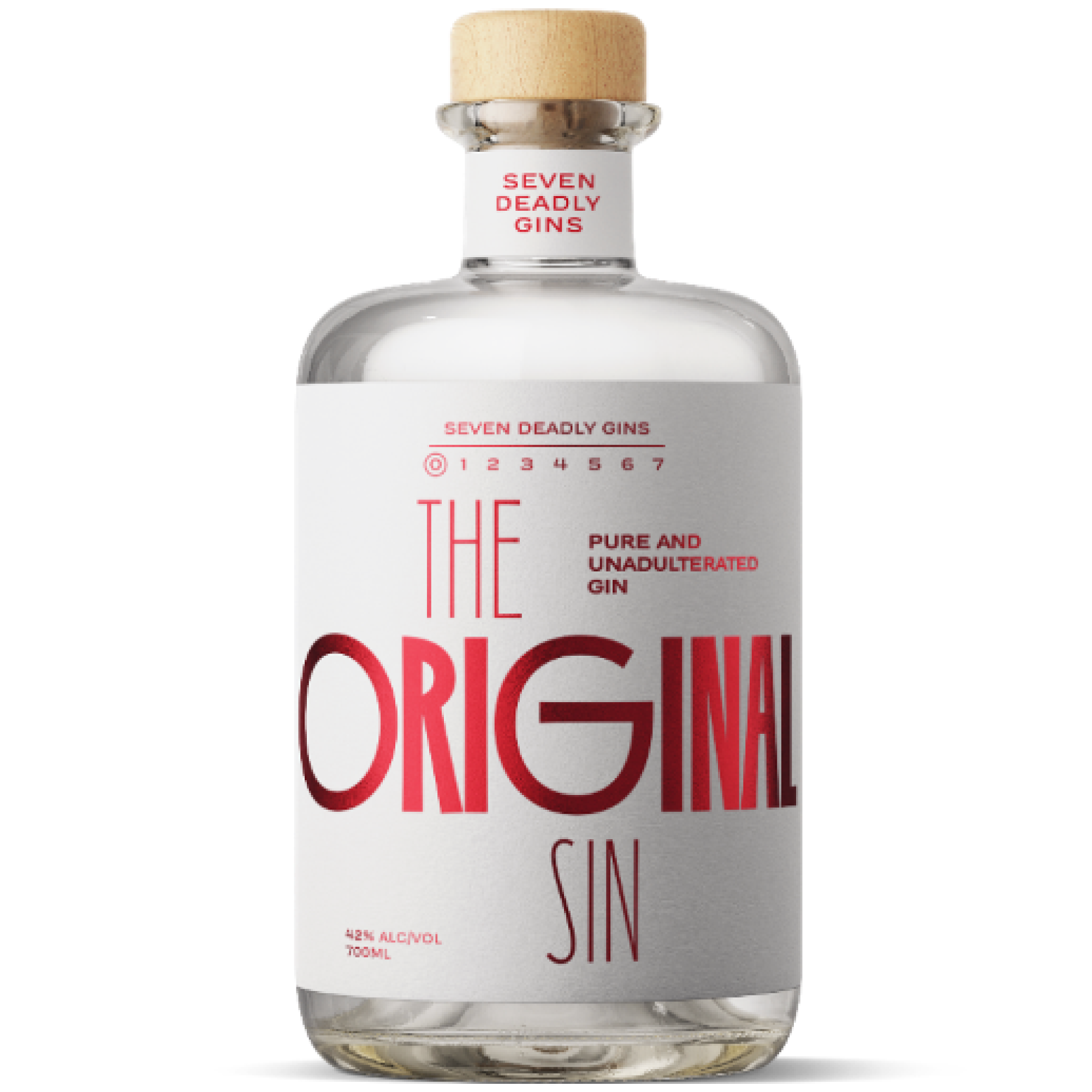 A red and white bottle of Original Sin gin