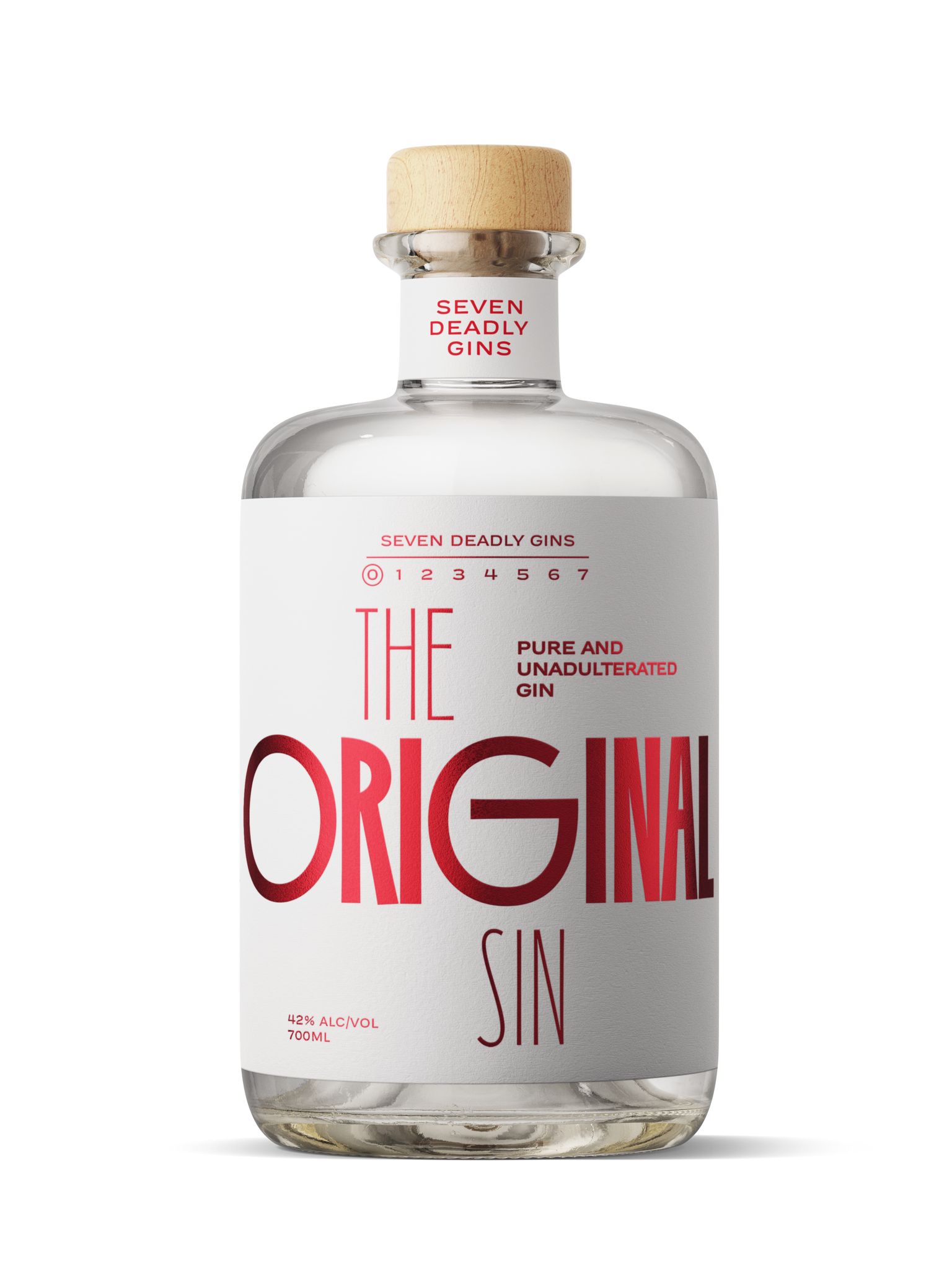 A red and white bottle of Original Sin gin